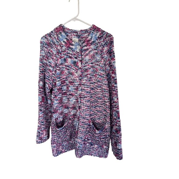 Blair blue pink white marbled knit cardigan button up size M - Picture 6 of 7